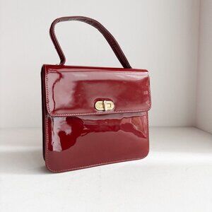DUO Patent Leather Burgundy Top Handle Bag